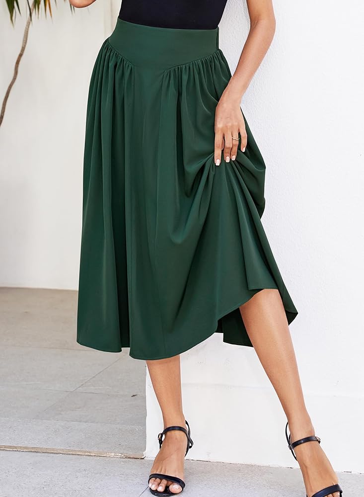 ワンピース PHILOSOPHY Women Mid Skirts 04440723 0407 green Birgit Pleated Skirt - Midnight Green | Olaben